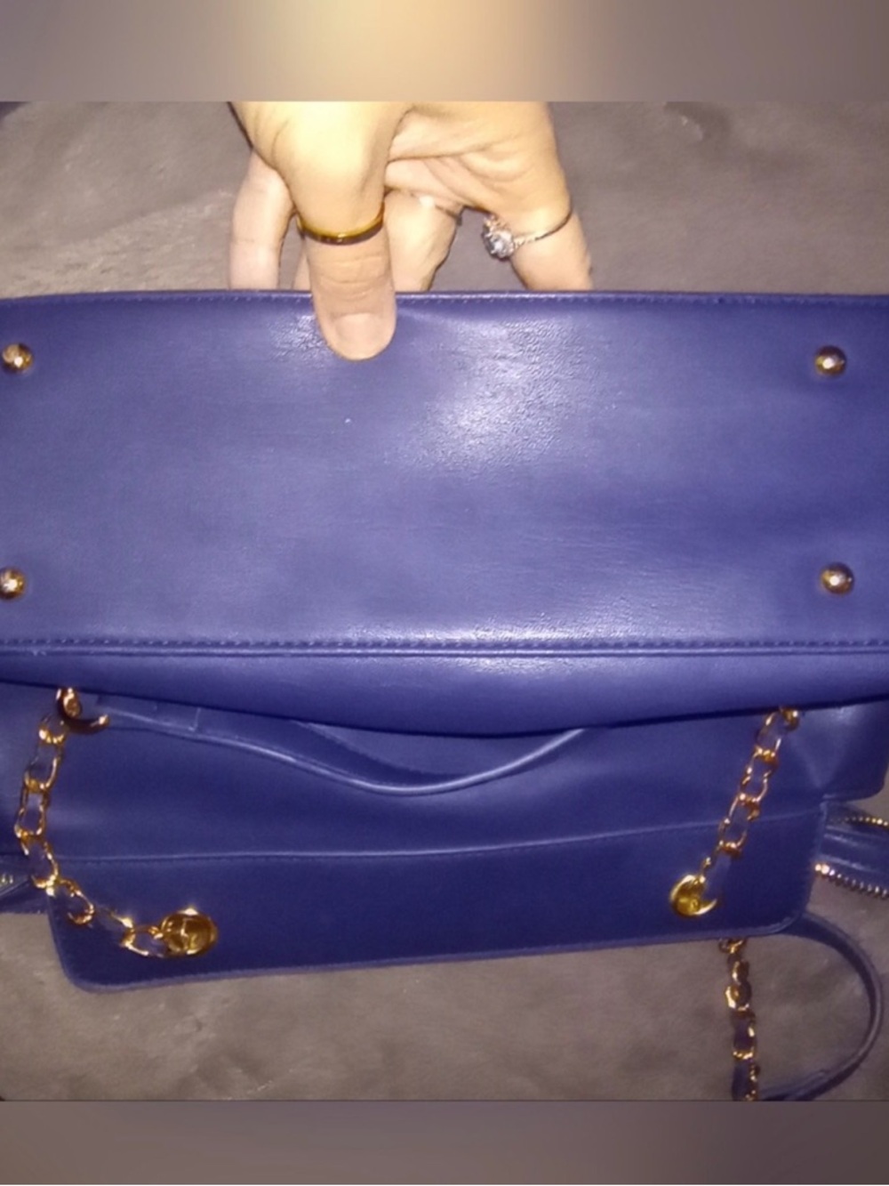 Blue Badgley Mischka Chain-Handle Purse - Picture 5 of 7